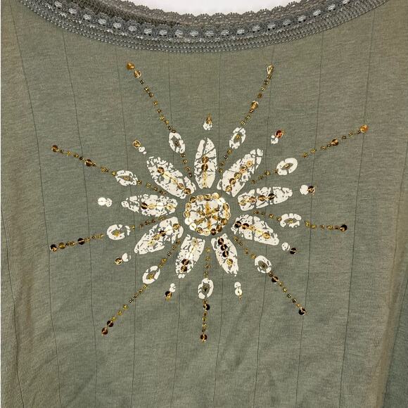 Y2K Lace Trimmed  Fairycore Tank With Bead and Sequins Details Size XL - Picture 3 of 6